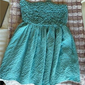 American Eagle Outfitters Green Smocked Strapless Sundress